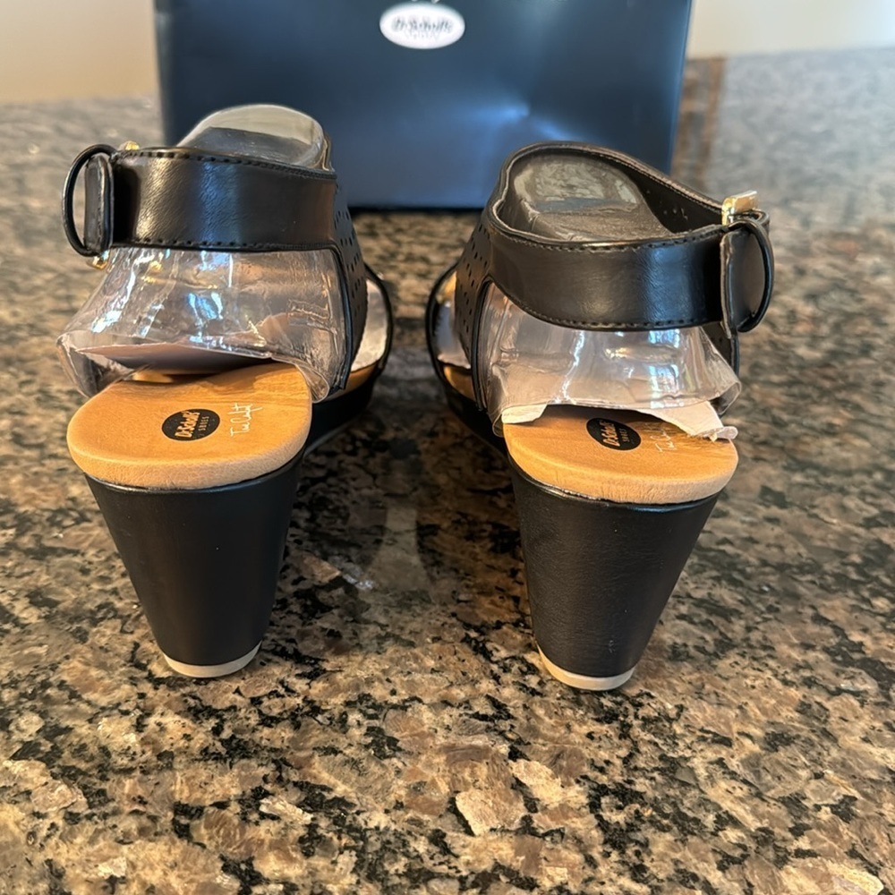 Dr Scholls Barely black peep toe wedge candles NIB 9M - Picture 5 of 9